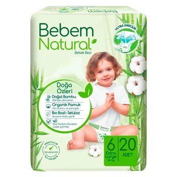 Підгузки Bebem Natural 6 Extra large 15+ кг 20 шт (8690536806041)
