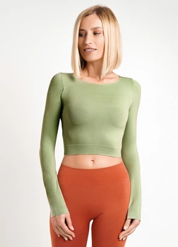 Топ вкорочений з довгим рукавом Giulia CROP TOP L/XL Green-kohlrabi