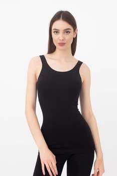 Майка жіноча безшовна на широких бретелях Giulia TANK S/M Black-black, легка, еластична, для занять спортом
