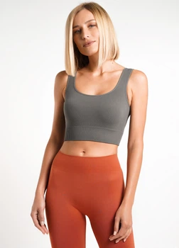 Безшовний топ в рубчик на широких бретелях Giulia TOP RIB S/M Grey-poppy seed
