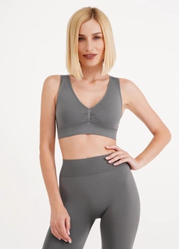 Безшовний жіночий топ з ефектом push-up з мікрофібри Giulia TOP SHAPE S/M Grey-poppy seed