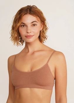 Безшовний топ в рубчик на тонких бретелях Giulia CAMI TOP RIB L/XL Brown-mokko