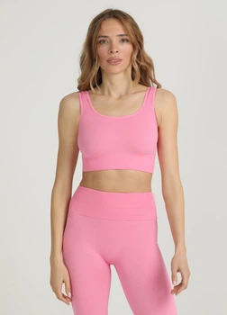 Безшовний топ в рубчик на широких бретелях Giulia TOP RIB S/M Pink-rosa pink
