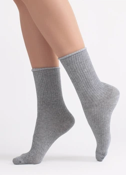 Шкарпетки жіночі класичні в рубчик Giulia WS4 RIB MELANGE 36/40 Grey-light grey melange