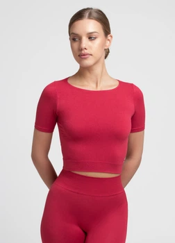 Топ з коротким рукавом та круглим вирізом Giulia CROP T-SHIRT L/XL Bordo-winterberry