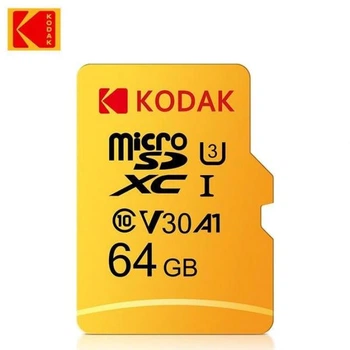Карта памяти Micro SD Kodak 64 Gb, microSDXC, U3, класс 10, V30, до 100 МБ/с, карта памяти TF