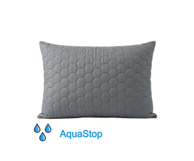 Подушка стьобана з водонепроникним чохлом сіра AquaStop, розмір 50х70 см, тканина мікрофібра, холлофайбер