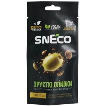 Сыр сушеный snEco Оливка сушеная «Хрустящая Зеленая» 14 г (4823095818253)