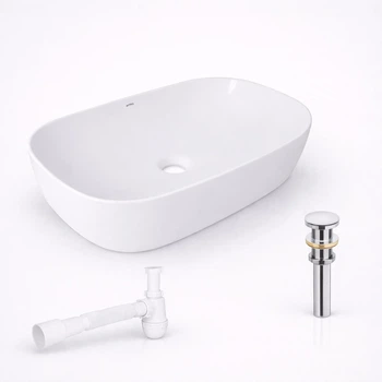 Комплект для ванной Qtap Robin 600x390x150 мм White с накладной раковиной, донным клапаном PU02 и сифоном (47297)