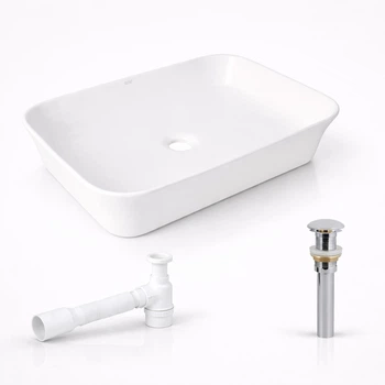 Комплект для ванной Qtap Virgo N 560x380 мм White с накладной раковиной, донным клапаном Pop-up PU02 и сифоном (48462)