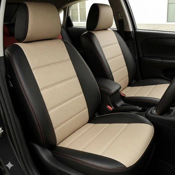 Авточехлы на Nissan Qashqai I Auto Style экокожа черно бежевые