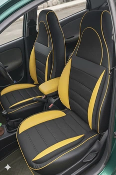 Авточехлы на BMW E 39 Auto Style пилот СПОРТ кожзам черно желтый
