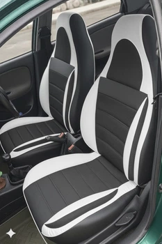 Авточехлы на Audi А-6 (C5)Auto Style пилот СПОРТ+ кожзам + ткань черно белый
