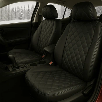 Авточехлы на Skoda Fabia (6Y) Auto Style 3Д Ромб черные