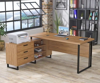 Стол руководителя Нотариус Loft Design Дуб Крафт золотой