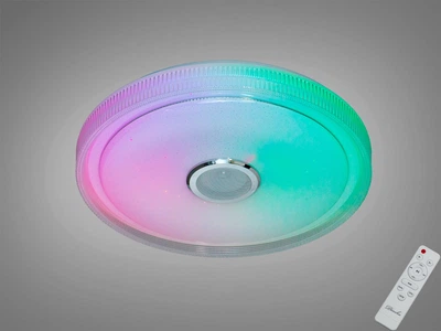 Смарт LED люстра 80W стельова з колонкою Diasha з пультом і керуванням із телефона 3200K-6500K+RGB білого кольору IP20