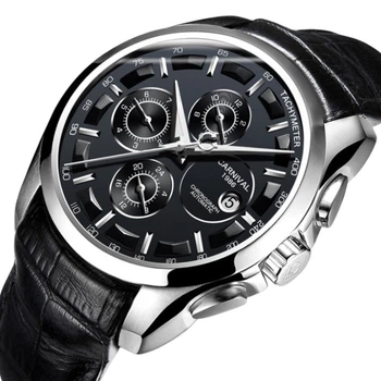 Мужские часы Carnival Genius Leather Black Silver