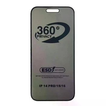 Защитное стекло Privacy Anti-static 360° для iPhone 15 Black (антишпион, full screen)