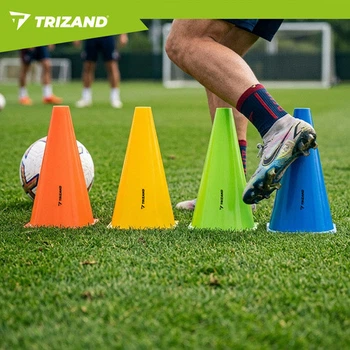 Тренувальні конуси Trizand 27350, набір 10 шт, 23 см, кольорові, гнучкі, складні, спортивні фішки маркери