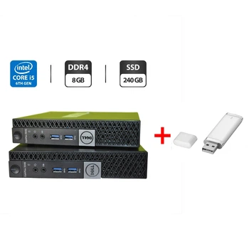 Неттоп Dell OptiPlex 3046 Micro USFF / Intel Core i5-6500T (4 ядра по 2.5 - 3.1 GHz) / 8 GB DDR4 / 240 GB SSD / Intel HD Graphics 530 / Блок питания / Windows 11 Pro б/у + Подарок Флеш память USB 32 GB