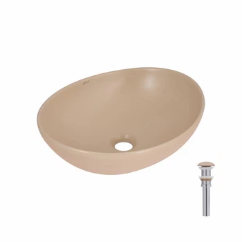 Раковина накладная Qtap Dove 415x340x140 мм, Beige, овальная, с донным клапаном QTDOV188SB49784