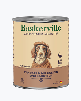 Влажный корм для собак Baskerville кролик с вермишелью и морковью суперпремиум полнорационный 800 г.
