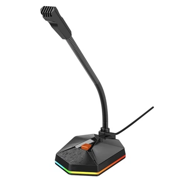 Мікрофон провідний настільний ігровий MeeTion MT-MC13 RGB, USB Black