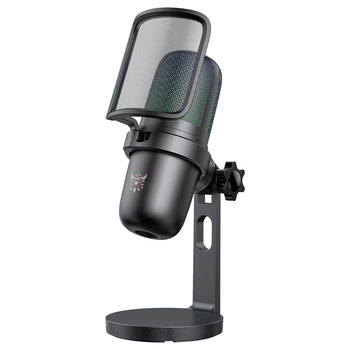Мікрофон провідний настільний Onikuma M730 microphone RGB Type-C 2m Black
