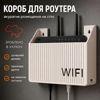 Настінний тримач для Wi-Fi роутера полиця для роутера 3D друк коробка органайзер білий