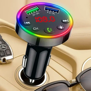 Автомобильный Bluetooth FM-трансмиттер 2 USB 3.1A зарядка для авто CTC-109 LED дисплей RGB подсветка