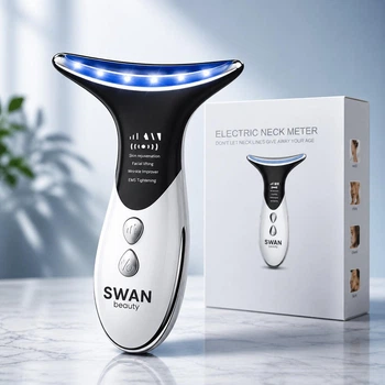 Микротоковый массажер Swan Beauty Lifting Pro MJ-32 микротоки для лица шеи и второго подбородка от отеков со световой LED терапией лимфодренаж и морщин домашний уход для красивой кожи белый