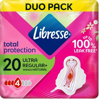 Прокладки гигиенические Libresse Ultra Natural 4 капли 20 шт (7322540344011)