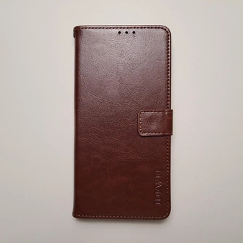 Чехол книжка Idewei для Xiaomi Redmi Note 10, Note 10s, Poco M5s с застежкой коричневый