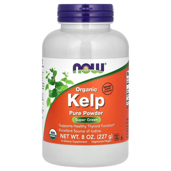 Органічна ламінарія NOW Foods "Organic Kelp Pure Powder" водорості келп з йодом, чистий порошок (227 г)