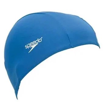 Шапка для плавания Speedo полиэстеровая синяя унисекс легкая текстильная шапочка для плавания
