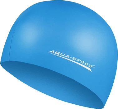 Шапка для плавания Aqua Speed голубая силиконовая унисекс для бассейна защита от воды