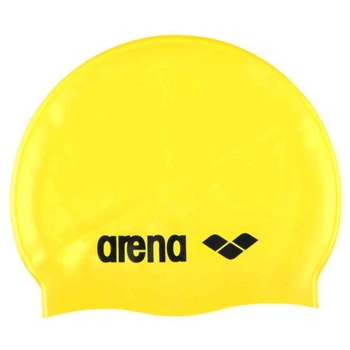 Шапка для плавания Arena жёлтая чёрная силиконовая для детей с плотной посадкой защита от хлора