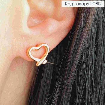 Серьги гвозди "Сердце", размером 0,9см, Xuping 18К