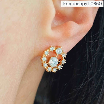 Серьги гвозди украшены Блестящими камешками, 1,2см, Xuping 18К