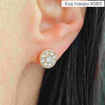 Серьги гвозди украшены Блестящими камешками, размером 0,8см, Xuping 18К
