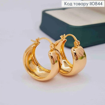 Сережки кільця Широкі, діаметр 2,2см, ширина 1,1см, застібка шпилька, Xuping 18К