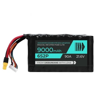 Аккумулятор для FPV дрона BTRY 6s2p 9000 mAh, Molicel INR21700-P45B Cu+Ni