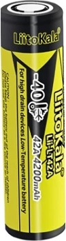 Аккумулятор 21700 Li-Ion LiitoKala LT42A, 4200mAh, 45A, 3.7V (2.5-4.2V), 21х70mm, LowTemp-40-60℃, Black/Yelow (YT44358)