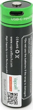 Аккумулятор 21700 Li-Ion Vapcell P2160A, 6000mAh, 12.5A, 3.6V (2.5-4.2V), USB Type-C (YT43607)