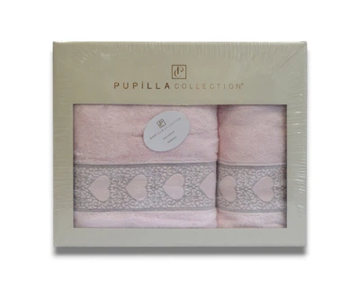 Подарочный набор бамбуковых полотенец Pupilla Love Pembe 100% Хлопок