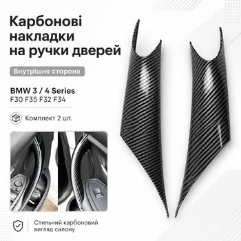 Карбонові накладки на внутрішні ручки дверей BMW 3 4 Series F30 F31 F32 F33 F34 F36 F80 F82, 2 шт