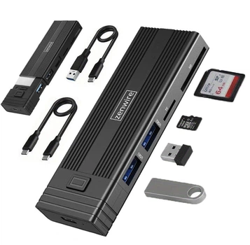 Zewnętrzna kieszeń Zenwire HUB USB-C 7w1 SSD M.2 NVME PCIE SATA SD (5904507520502)