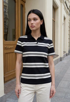 Женское Поло Стаф Бело Черная Спортивная Футболка Staff White & Black L (391031)