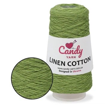 Candy-Yarn Linen Cotton, Зеленый №2 - пряжа в бобине 50 г / 400 м, лён с хлопком, тонкая летняя пряжа