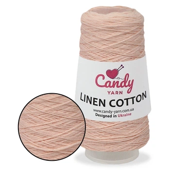 Candy-Yarn Linen Cotton, Пудра №7 - пряжа в бобине 50 г / 400 м, лён с хлопком, тонкая летняя пряжа